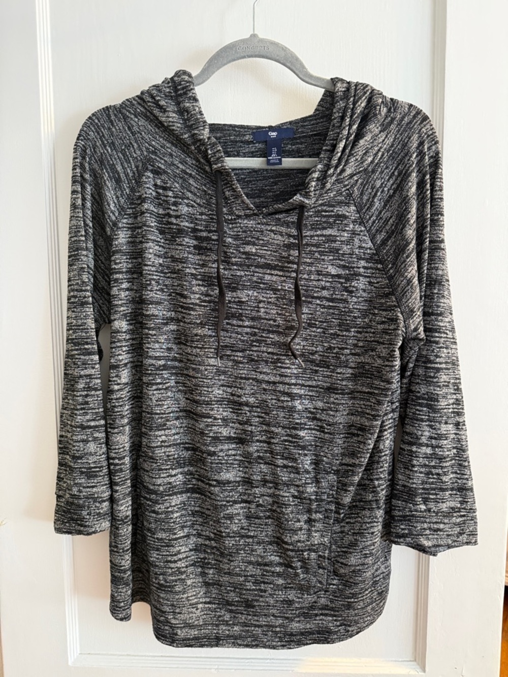 GAP Marled Black & Gray Knit Hoodie